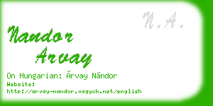 nandor arvay business card
